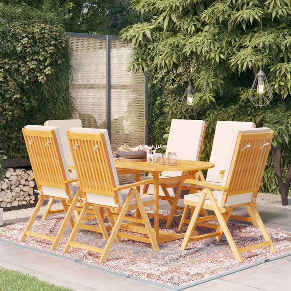 NNEVL 7 Piece Garden Dining Set with Cushions Solid Teak Wood