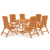 NNEVL 7 Piece Garden Dining Set Solid Teak Wood