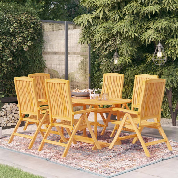 NNEVL 7 Piece Garden Dining Set Solid Teak Wood