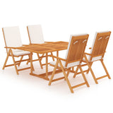 NNEVL 5 Piece Garden Dining Set with Cushions Solid Teak Wood