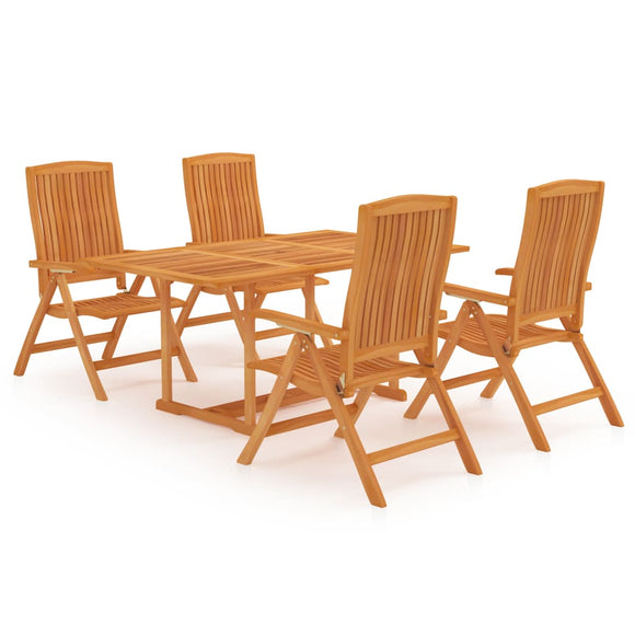 NNEVL 5 Piece Garden Dining Set Solid Teak Wood