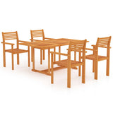 NNEVL 5 Piece Garden Dining Set Solid Teak Wood