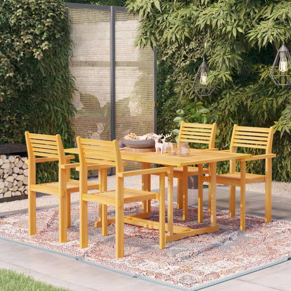 NNEVL 5 Piece Garden Dining Set Solid Teak Wood