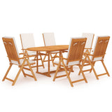 NNEVL 7 Piece Garden Dining Set with Cushions Solid Teak Wood