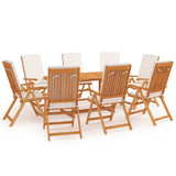 NNEVL 9 Piece Garden Dining Set with Cushions Solid Teak Wood