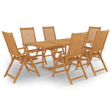 NNEVL 7 Piece Garden Dining Set Solid Teak Wood