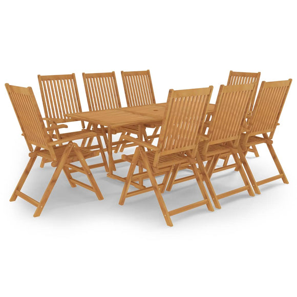 NNEVL 9 Piece Garden Dining Set Solid Teak Wood