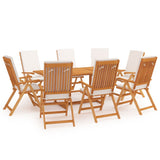 NNEVL 9 Piece Garden Dining Set with Cushions Solid Teak Wood