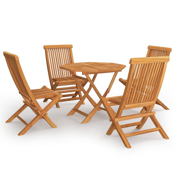 NNEVL 5 Piece Garden Dining Set Solid Teak Wood