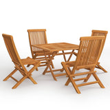 NNEVL 5 Piece Garden Dining Set Solid Teak Wood