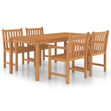NNEVL 5 Piece Garden Dining Set Solid Teak Wood