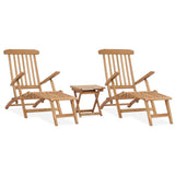 NNEVL Garden Deck Chairs with Footrests and Table Solid Teak Wood