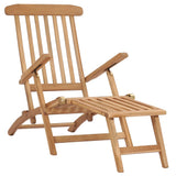 NNEVL Garden Deck Chairs with Footrests and Table Solid Teak Wood