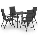 NNEVL 5 Piece Garden Dining Set Black