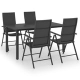 NNEVL 5 Piece Garden Dining Set Black