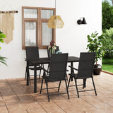 NNEVL 5 Piece Garden Dining Set Black