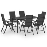 NNEVL 7 Piece Garden Dining Set Black