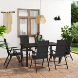 NNEVL 7 Piece Garden Dining Set Black
