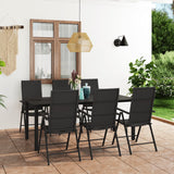 NNEVL 7 Piece Garden Dining Set Black