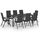 NNEVL 9 Piece Garden Dining Set Black