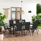NNEVL 9 Piece Garden Dining Set Black