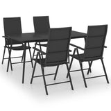 NNEVL 5 Piece Garden Dining Set Black