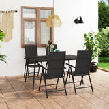 NNEVL 5 Piece Garden Dining Set Black