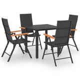 NNEVL 5 Piece Garden Dining Set Black and Brown