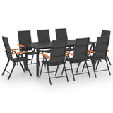 NNEVL 9 Piece Garden Dining Set Black and Brown