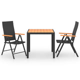 NNEVL 3 Piece Garden Dining Set Black and Brown