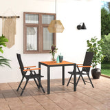 NNEVL 3 Piece Garden Dining Set Black and Brown