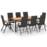 NNEVL 9 Piece Garden Dining Set Black and Brown