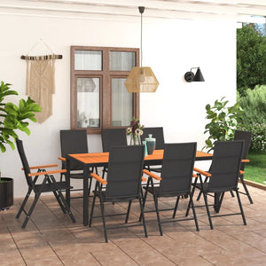 NNEVL 9 Piece Garden Dining Set Black and Brown