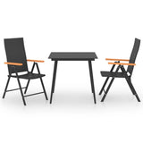 NNEVL 3 Piece Garden Dining Set Black and Brown