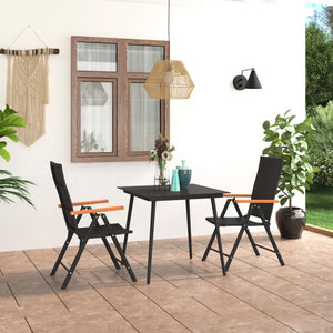 NNEVL 3 Piece Garden Dining Set Black and Brown