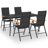 NNEVL 5 Piece Garden Dining Set Black and Brown