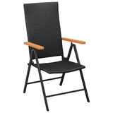 NNEVL 5 Piece Garden Dining Set Black and Brown