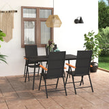 NNEVL 5 Piece Garden Dining Set Black and Brown