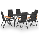 NNEVL 7 Piece Garden Dining Set Black and Brown