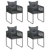 NNEVL 5 Piece Garden Dining Set PVC Rattan Black