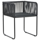 NNEVL 5 Piece Garden Dining Set PVC Rattan Black