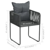 NNEVL 5 Piece Garden Dining Set PVC Rattan Black