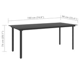 NNEVL 7 Piece Garden Dining Set PVC Rattan Black