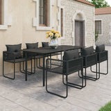 NNEVL 7 Piece Garden Dining Set PVC Rattan Black