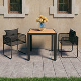 NNEVL 3 Piece Garden Dining Set PVC Rattan Black and Brown