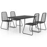 NNEVL 5 Piece Garden Dining Set PVC Rattan Black