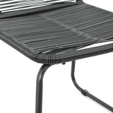 NNEVL 5 Piece Garden Dining Set PVC Rattan Black