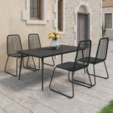 NNEVL 5 Piece Garden Dining Set PVC Rattan Black