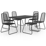 NNEVL 7 Piece Garden Dining Set PVC Rattan Black