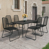 NNEVL 7 Piece Garden Dining Set PVC Rattan Black